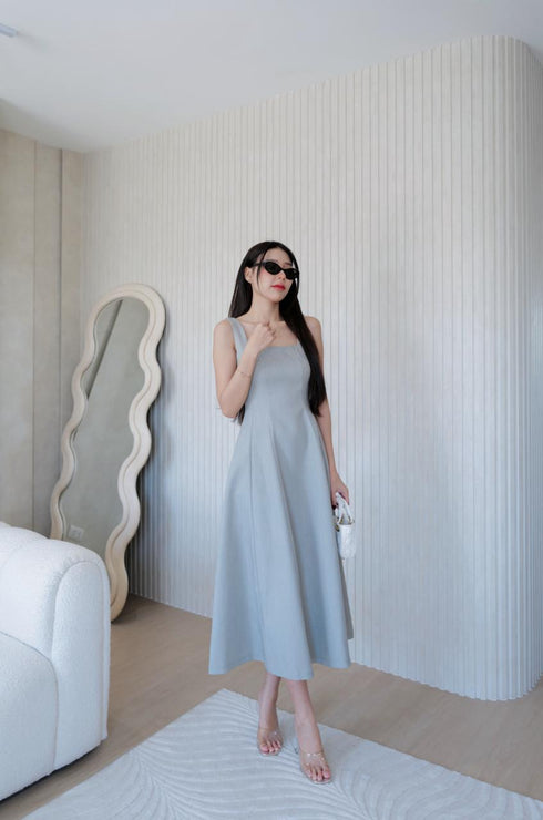 Spring Plain Square Neck Long Dresses